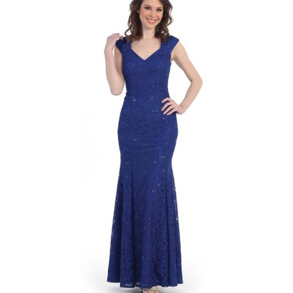 Cindy USA Small Evening Gown Royal Blue Formal - Picture 1 of 6